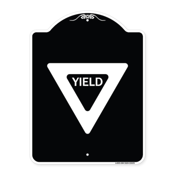 Signmission Designer Series Sign-Yield, Black & White Heavy-Gauge Aluminum Sign, 24" x 18", BW-1824-22695 A-DES-BW-1824-22695 - main